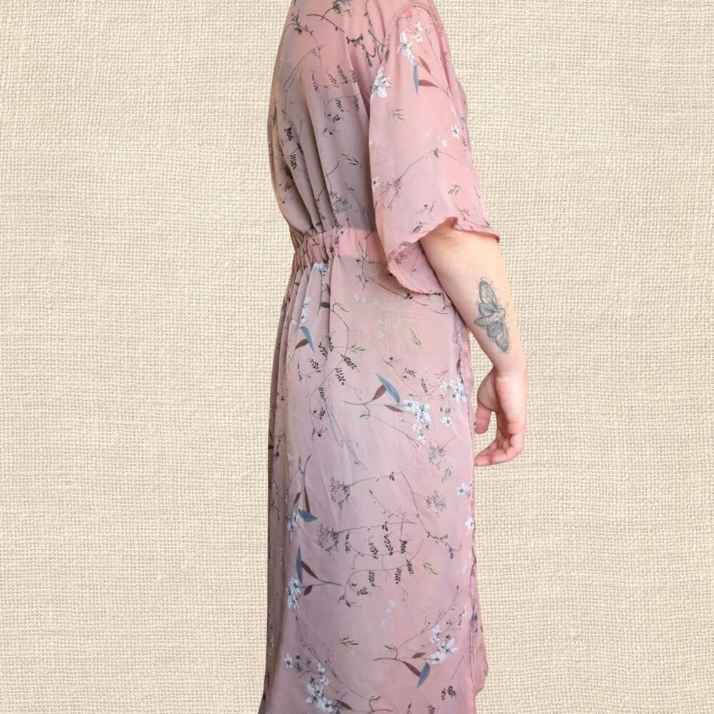 Sheer Pink Floral Slip/Cover Up
